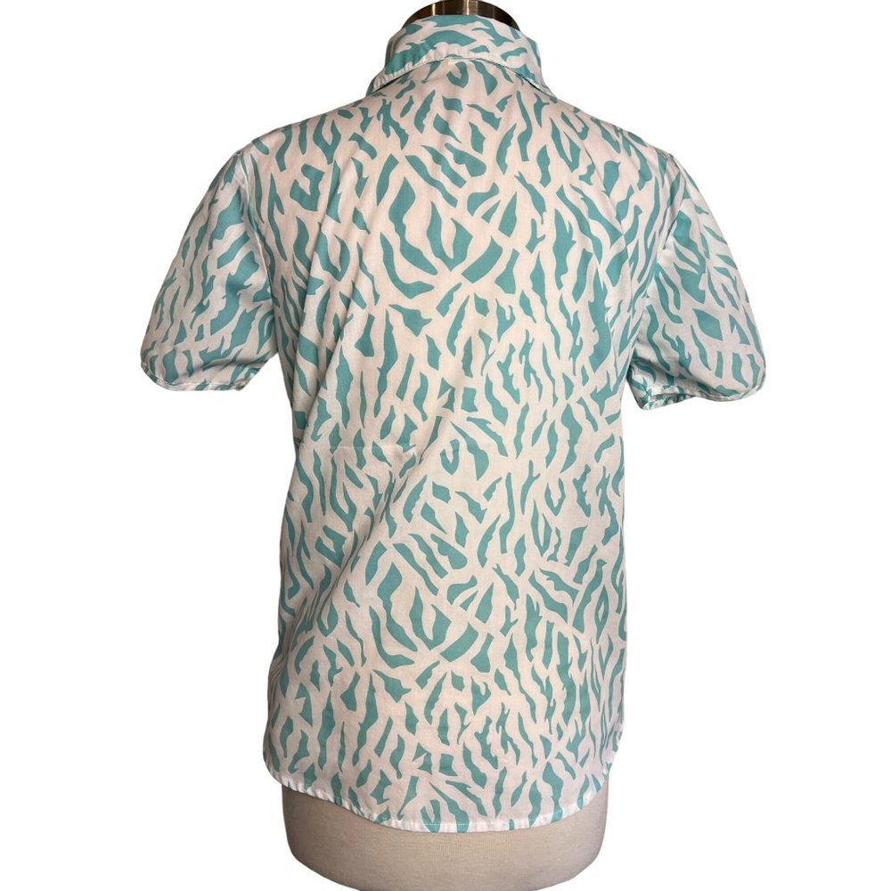 American Sweetheart by Adrian Delafield Blouse M Short sleeve button up animal p - Picture 7 of 14